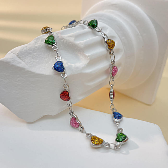Wholesale Steel New Colorful Love Anklets