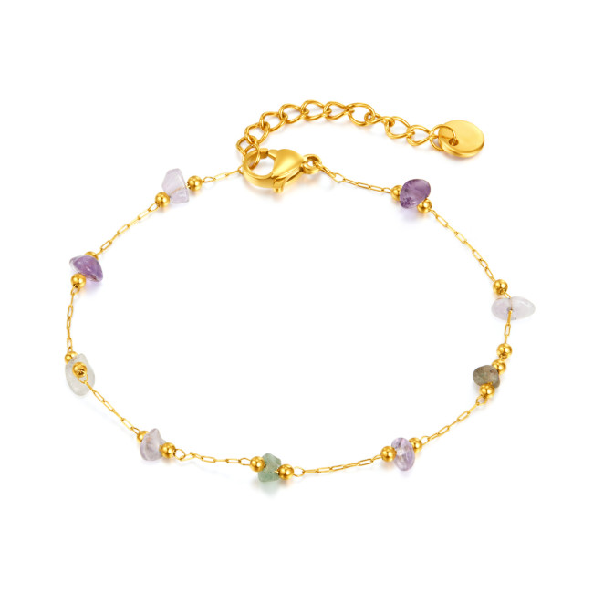 Wholesale Stainless Steel Colorful Stone Bracelet