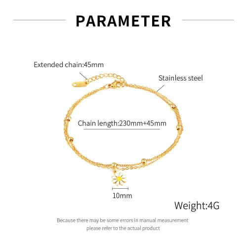 Wholesale Stainless Steel Anklet with Little Daisy