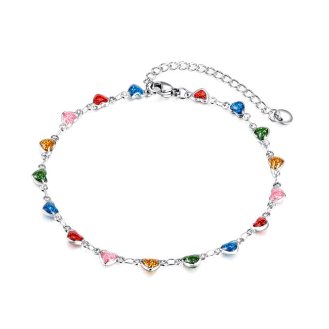 Wholesale Steel New Colorful Love Anklets