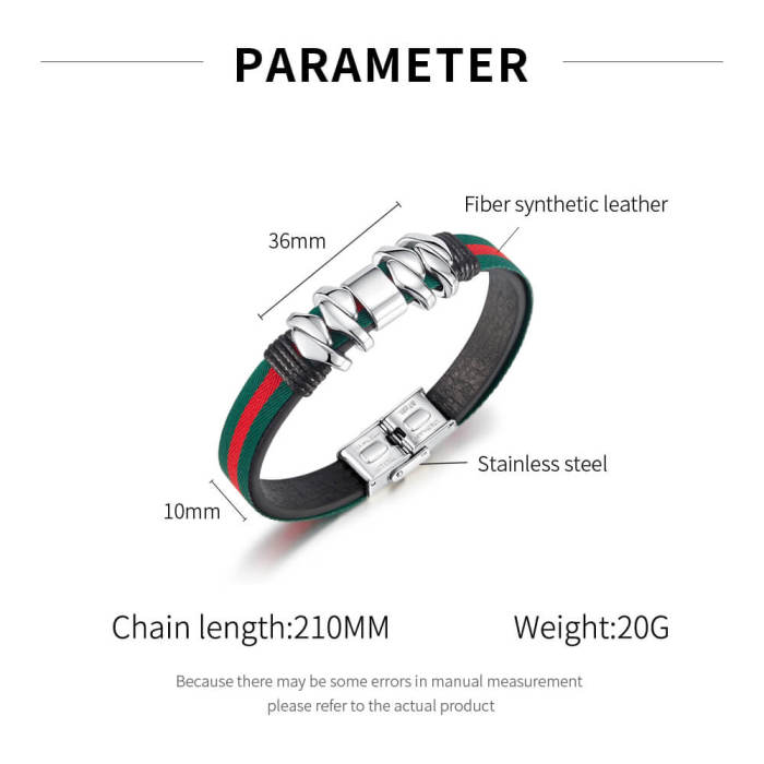 Wholesale Stainless Steel and Leather Bracelet