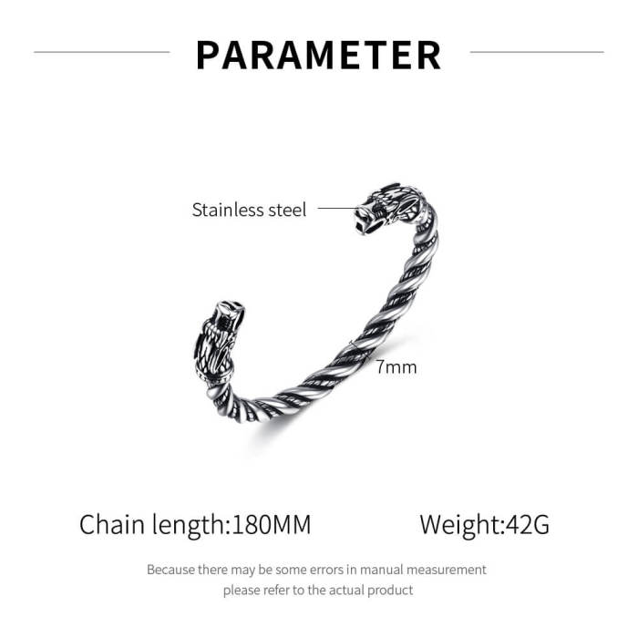 Wholesale Stainless Steel Dragon Head Bangle