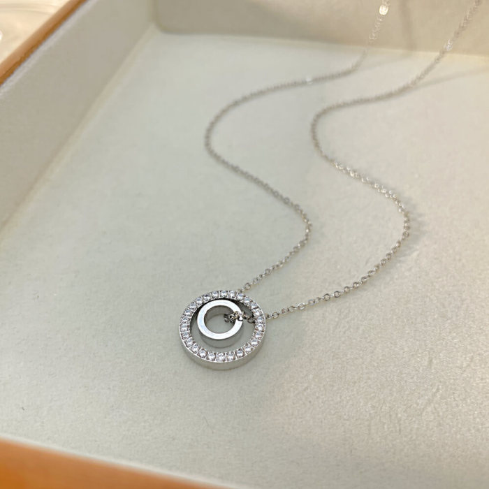 Wholesale Stainless Steel CNC CZ Necklace