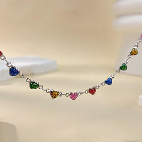 Wholesale Stainless Steel Colorful Heart Necklace