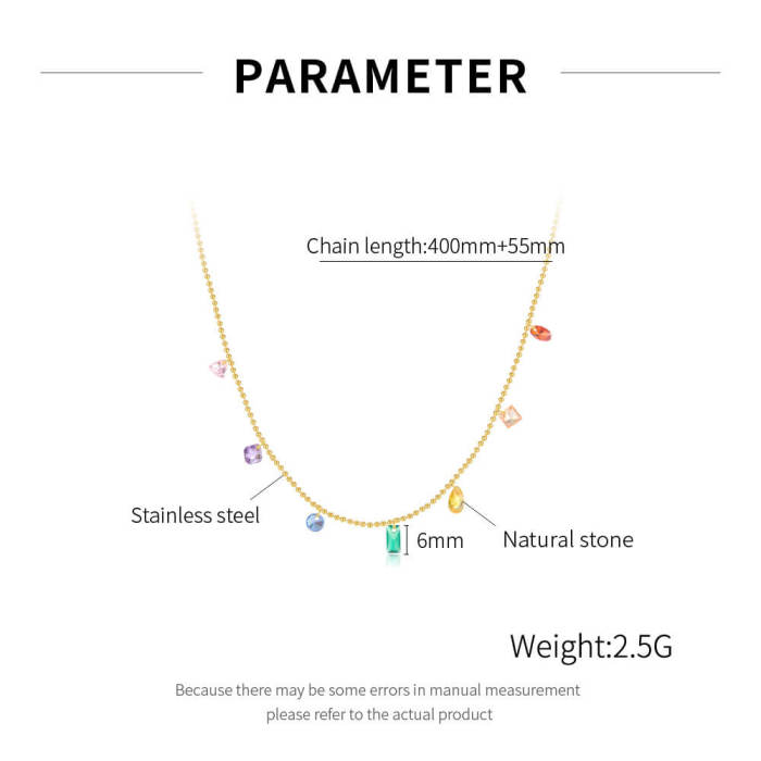 Wholesale Rainbow Zirconia Stainless Steel Necklace