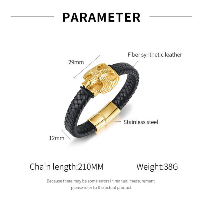 Wholesale Stainless Steel Mens Leather Bangle