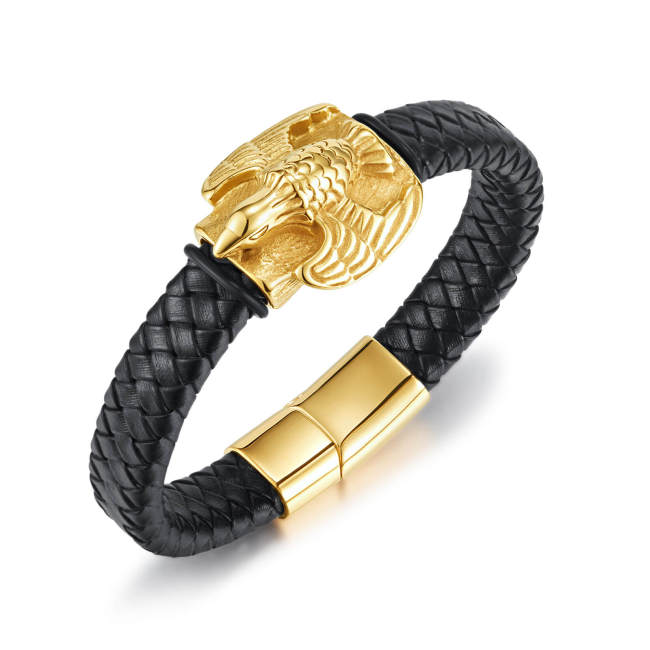 Wholesale Stainless Steel Mens Leather Bangle