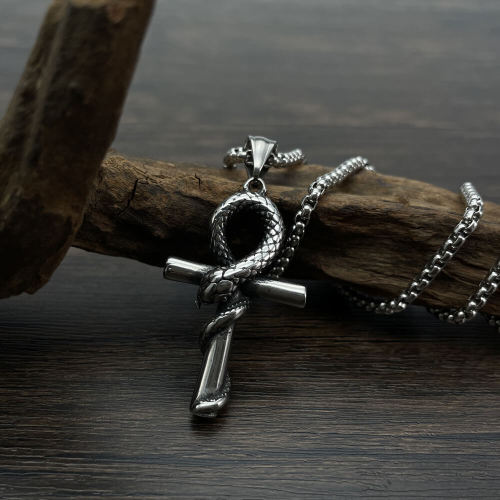 Wholesale Stainless Steel Mamba Snake Cross Pendant