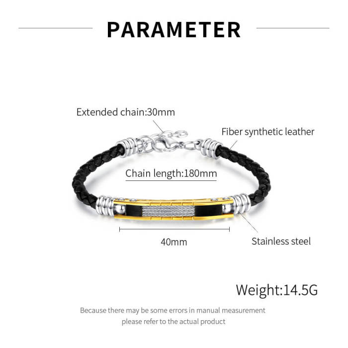 Wholesale Stainless Steel and Leather Bracelet