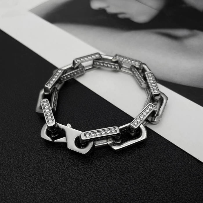Wholesale Stainless Steel High Quality CNC CZ Bracelet