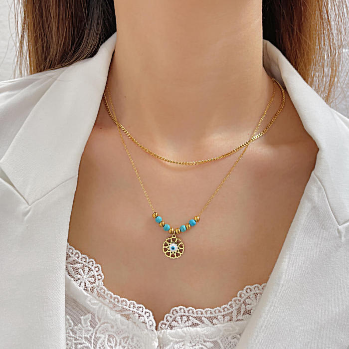 Wholesale Stainless Steel Women Layer Necklace