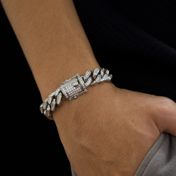 Wholesale Stainless Steel CNC CZ Cuban Bracelet
