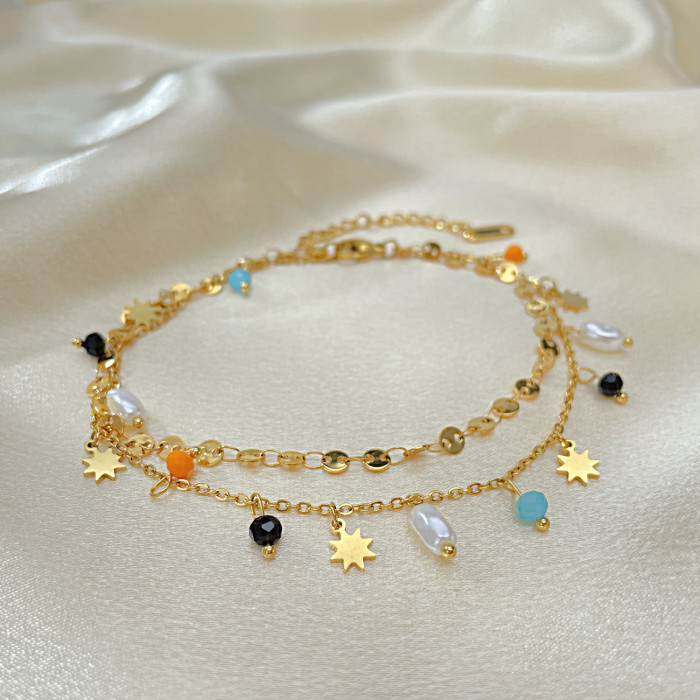Wholeasle Stainless Steel Double-layer Anklet
