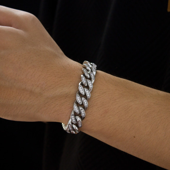 Wholesale Stainless Steel CNC CZ Cuban Bracelet