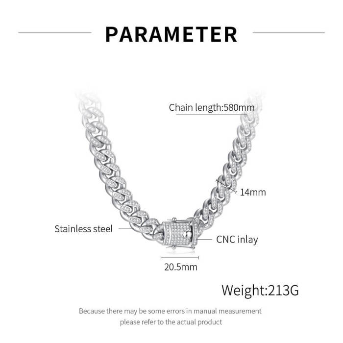 Wholesale Stainless Steel CNC CZ Cuban Necklace