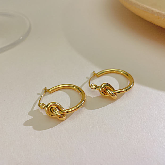 Wholesale Stainless Steel Knote Hoop Earring