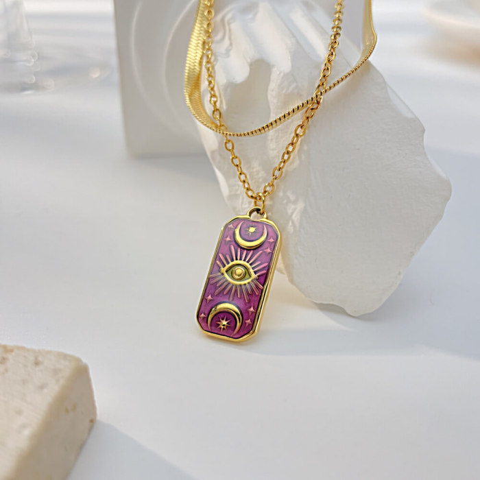 Wholesale Stainless Steel Purple Star and Moon Pendant