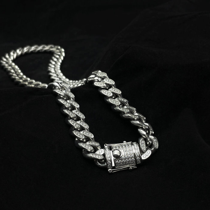 Wholesale Stainless Steel CNC CZ Cuban Necklace