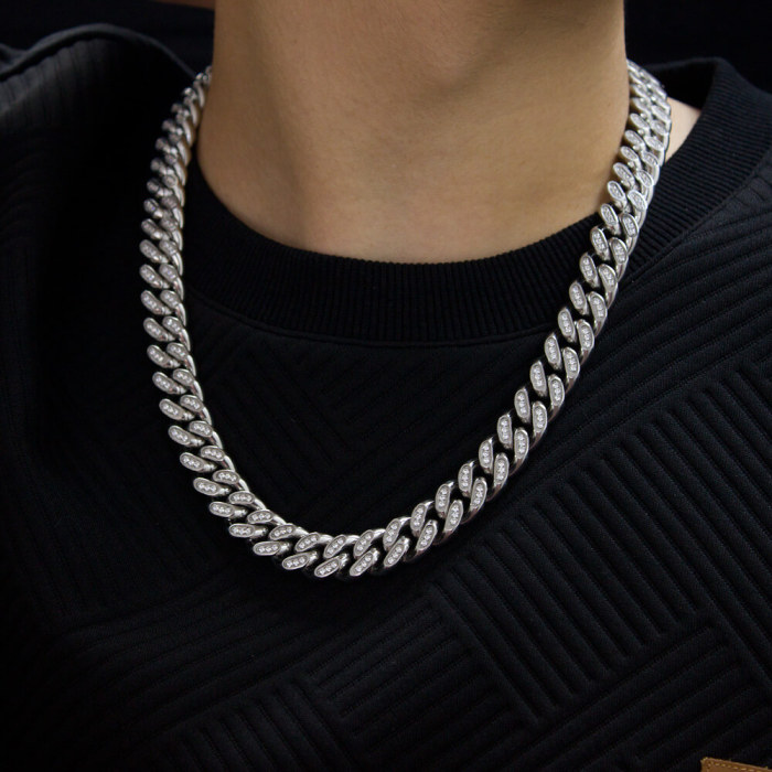 Wholesale Stainless Steel CNC CZ Cuban Necklace