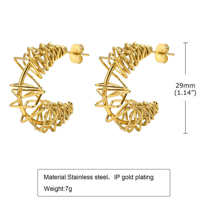 Wholesale Stainless Steel Women C Stud Earrings