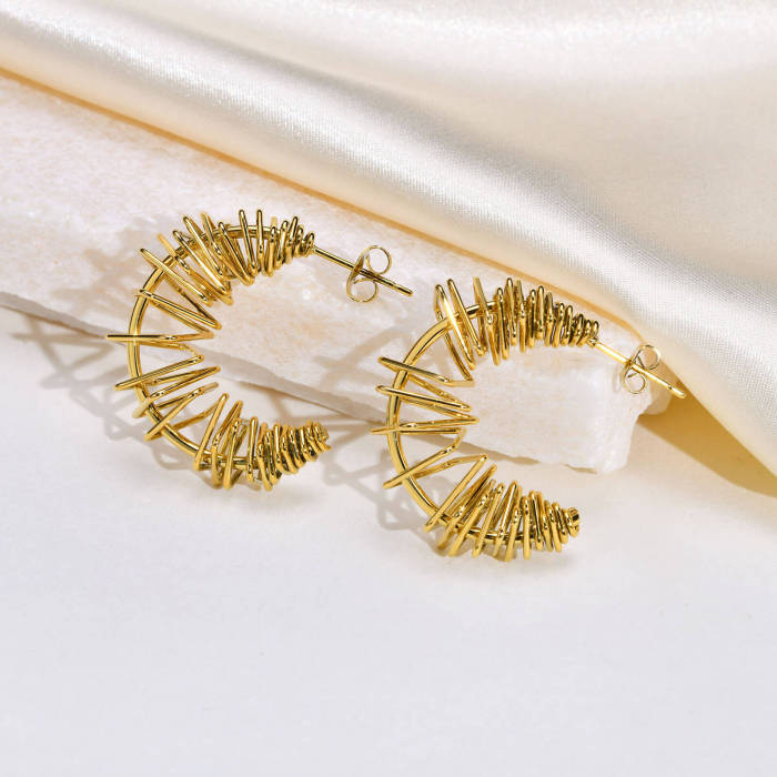 Wholesale Stainless Steel Women C Stud Earrings
