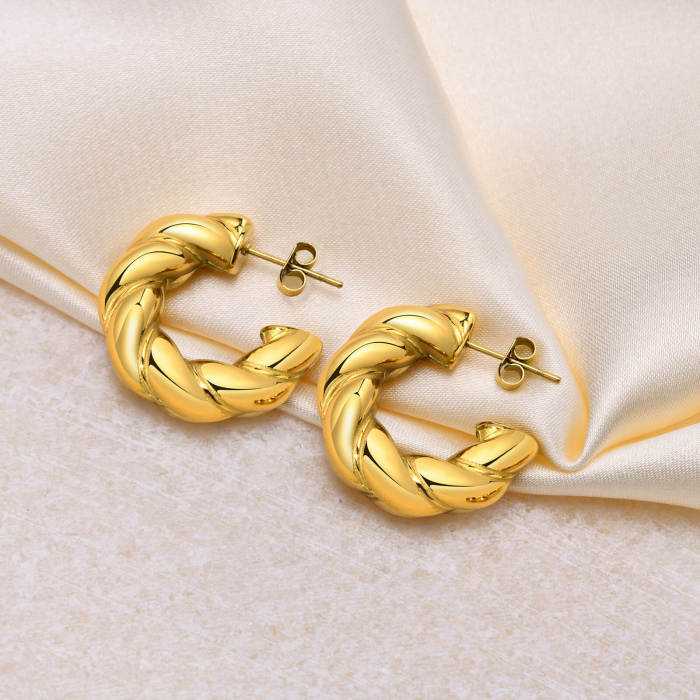 Wholesale Stainless Steel Women Twist Earring