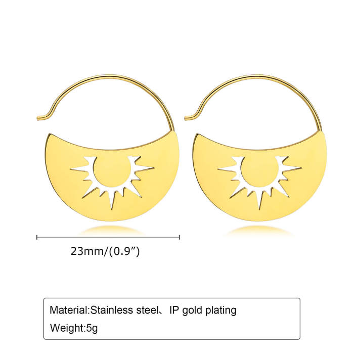 Wholesale Stainless Steel Moon Sun Earring