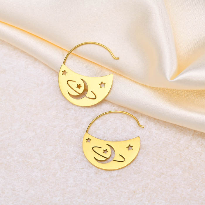 Wholesale Stainless Steel Moon Sun Earring