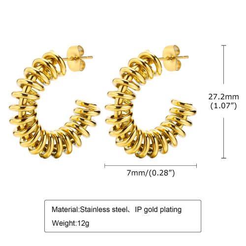 Wholesale Stainless Steel Women C Stud Earrings