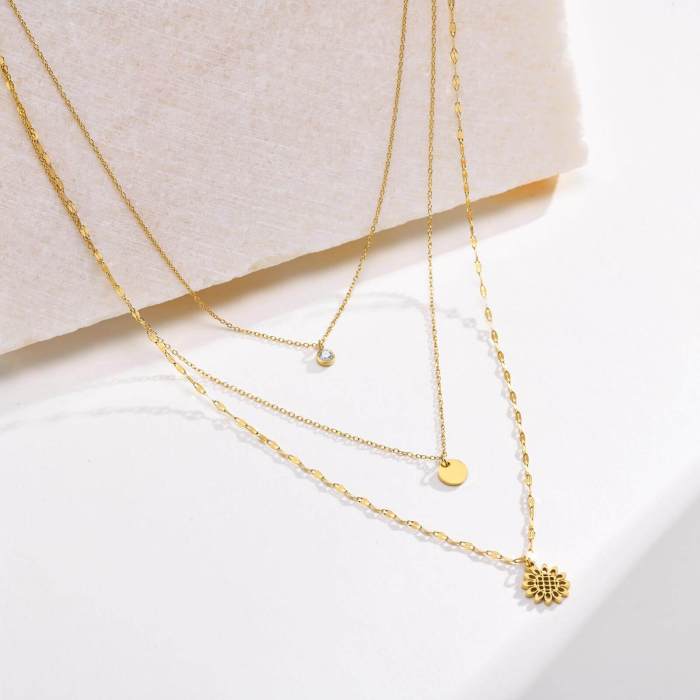 Wholesale Stainless Steel Triple Layered Necklace