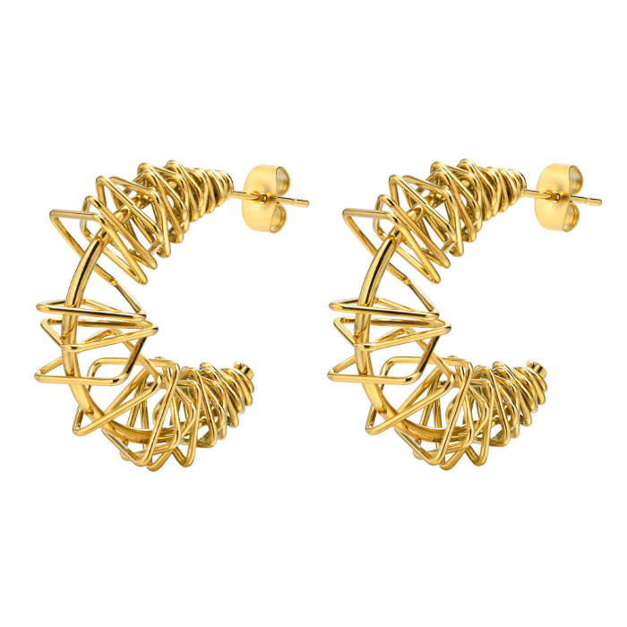 Wholesale Stainless Steel Women C Stud Earrings