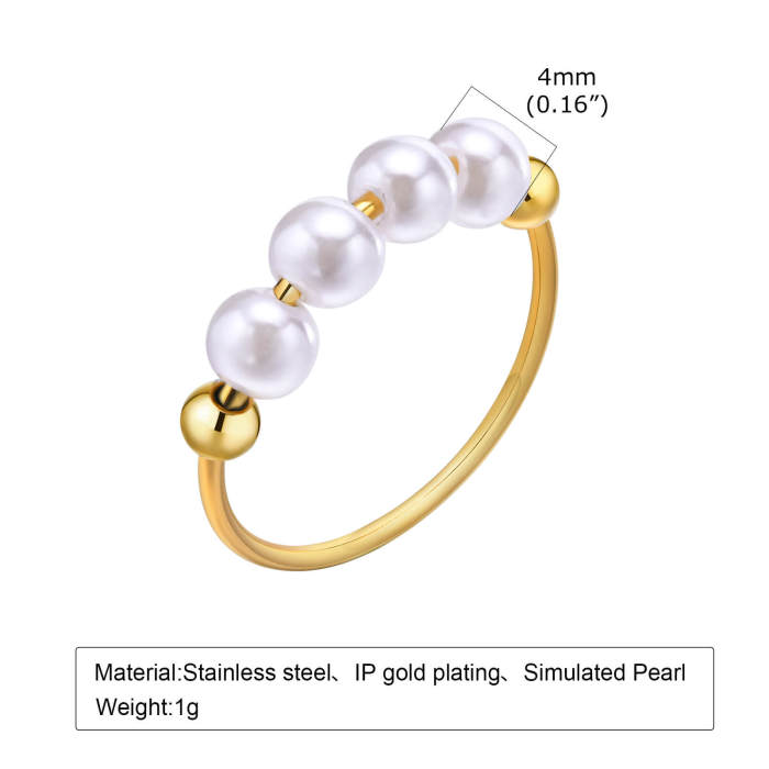 Wholesale Stainless Steel Women Ring with Pearl