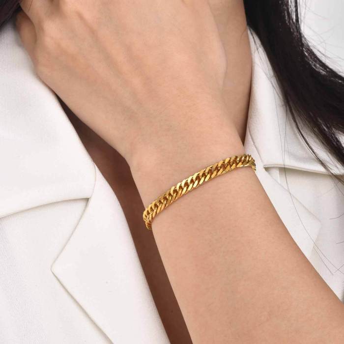 Wholesale Stainless Steel Gold Cuban Chain Bracelet