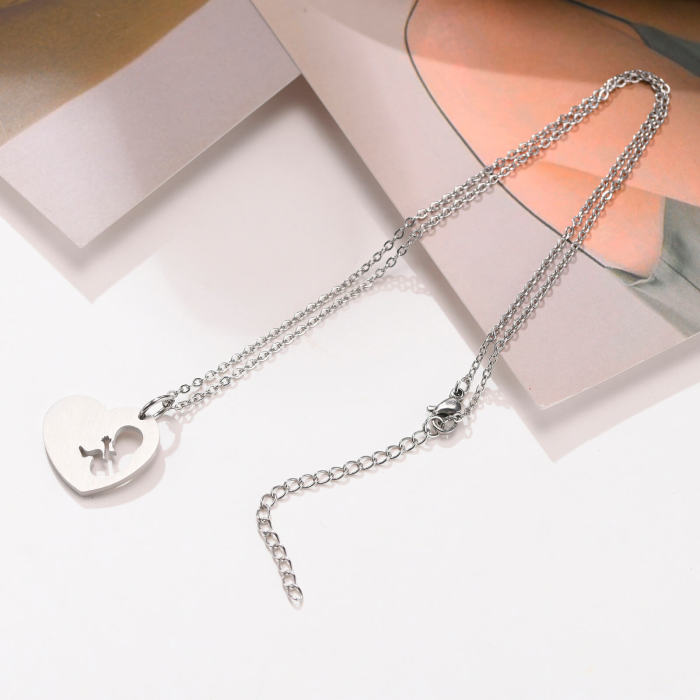 Wholesale Stainless Steel MOTHER Baby Heart Pendant