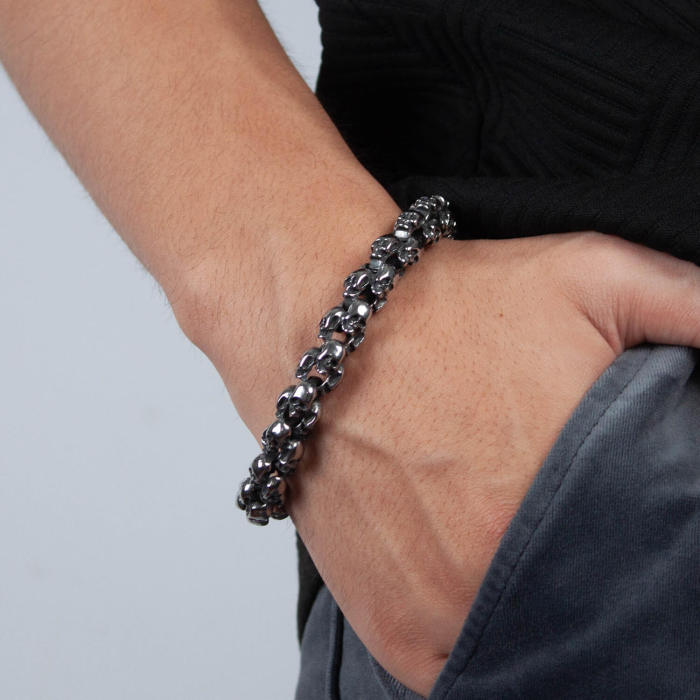 Wholesale Stainless Steel Men's Skull Bracelet