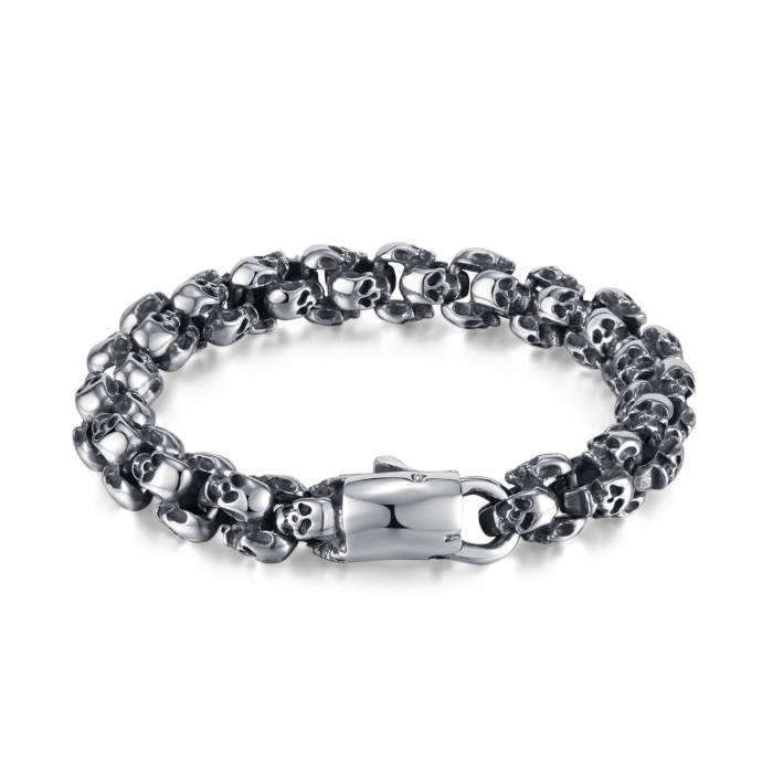 Wholesale Stainless Steel Men's Skull Bracelet