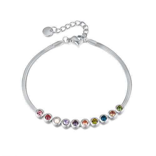 Wholesale Stainless Steel Colored Zirconia Bracelet
