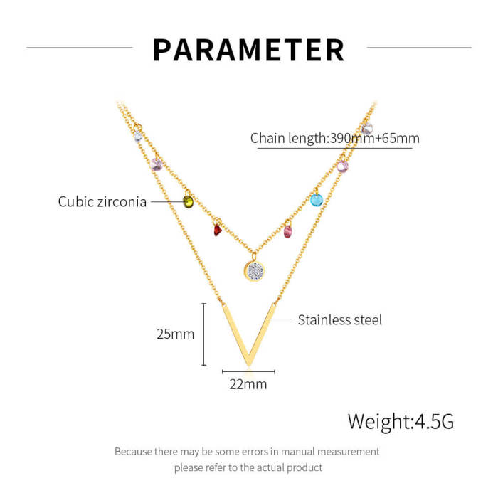 Wholesale Stainless Steel Colorful Zirconia Collarbone Chain