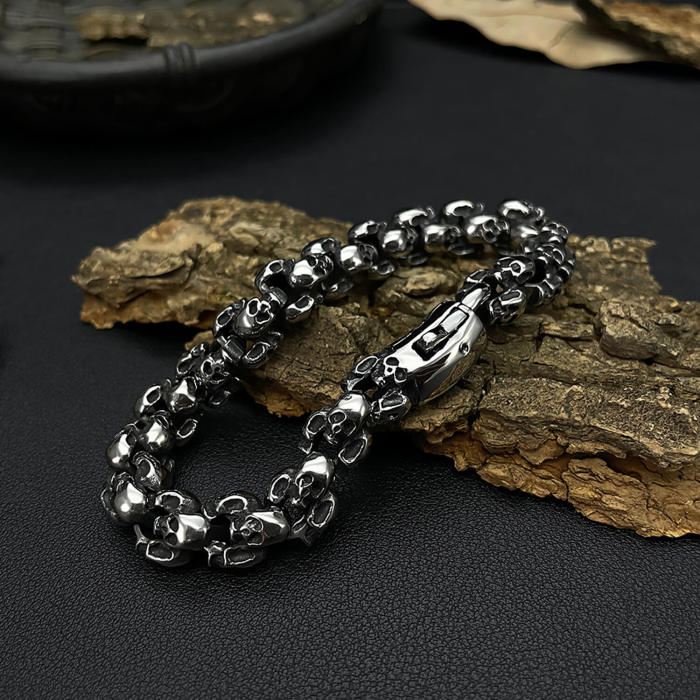 Wholesale Stainless Steel Men's Skull Bracelet
