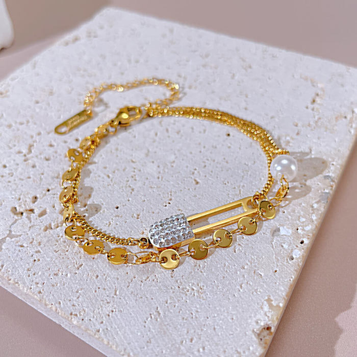 Wholesale Stainless Steel Double Layered Design Bracelet