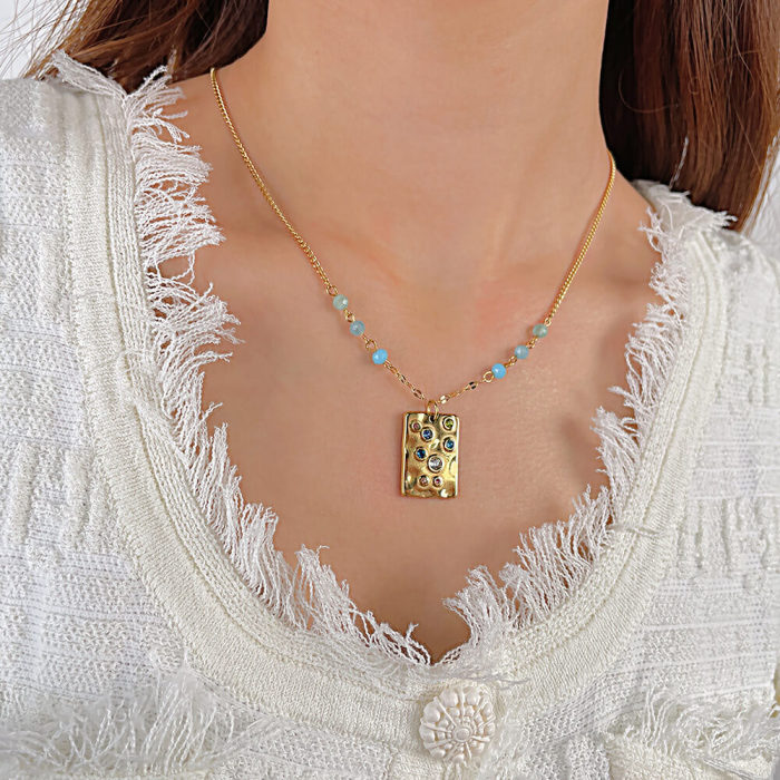 Wholesale Stainless Steel Colorful Zirconia Necklace