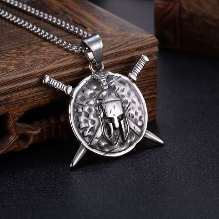 Wholesale Helmet Double Sword Stainless Steel Men's Pendant
