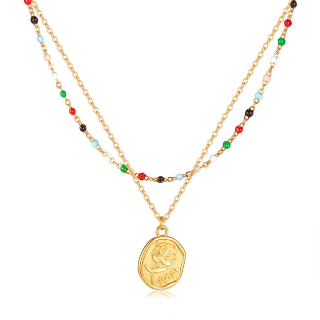 Wholesale Stainless Steel Layering Colorful Beaded Necklaces