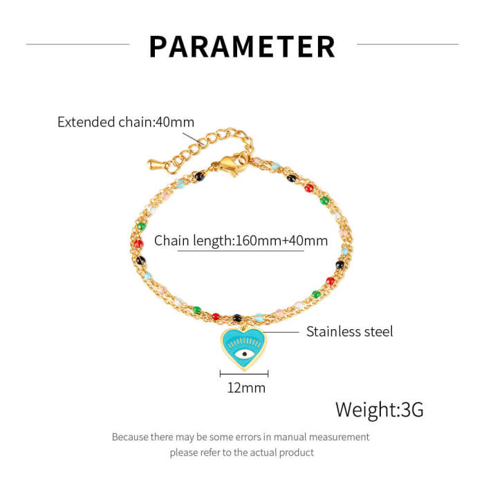 Wholesale Devil's Eye Colorful Beaded Double Layers Bracelet
