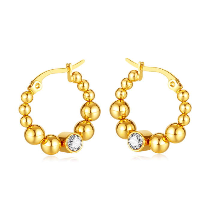 Wholeasle Stainless Steel Simple Bead Earrings