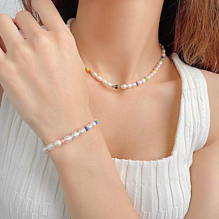 Wholesale Freshwater Pearl Necklace Bracelet Set