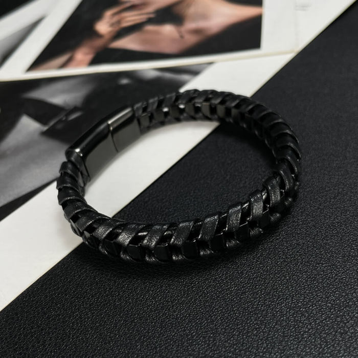 Wholesale Stainless Steel Leather Bracelet