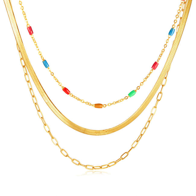 Wholesale Stainless Steel Stacked Chain Necklace
