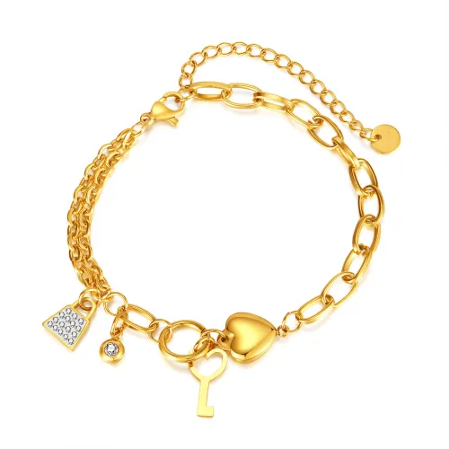 Wholesale Stainless Steel Heart Key Bracelet