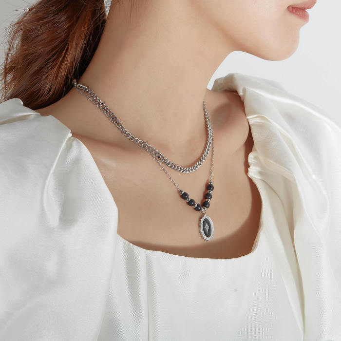 Wholesale Stainless Steel Oval Octopus Pendant Necklace